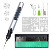 Elektrischer Gravierstift mit 36 Bit für Schmuck, Holz, Glas, Metall und Keramik - USB-Wiederaufladbar und bis zu 18.000 U/min einstellbar