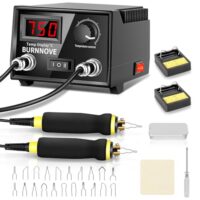 Pyrographie Set mit 100W, Temperaturregelung zwischen 100-750°C, Doppel-Pyrographie-Stifte mit LCD-Display und 21 Spitzen für kreative Projekte in Holz, Leder und Kunsthandwerk