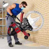 Neue Betontrennsäge, Bürsten-Gleichstrommotor mit 2*16-Zoll-Diamantblatt, Nass-/Trocken-Staubschutzschneider, 30 cm Schnitttiefe, für Renovierungsarbeiten/Straßenbauarbeiten