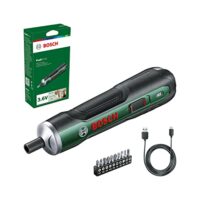 Bosch Akkuschrauber PushDrive Starter Set mit 10 Schraubendreher-Bits und Mikro-USB-Kabel in einer Kartonschachtel