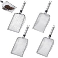 Gartensieb aus Metall, vier Stück Kompostsieb Sandsieb mit Griff, Edelstahl Durchwurfsieb, Siebrahmen Siebeinsätze 2/2.8/3.8 / 5mm Masche Sieb für Sand Steine Kompost