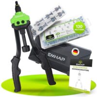 Vollsortiertes EMHAP Nietmutternzange Set PREMIUM mit Organizer Box 130 Nietmuttern, M3, M4, M5, M6, M8, M10, M12 Einpressmuttern