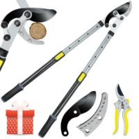 Jardineer-Austziehbarer-Amboss-Astscheren mit 5cm sauberem Schnitt, teleskopierbarer Stiel und SK5-Reservemesser für Baumverschnitt und Gartenzucht