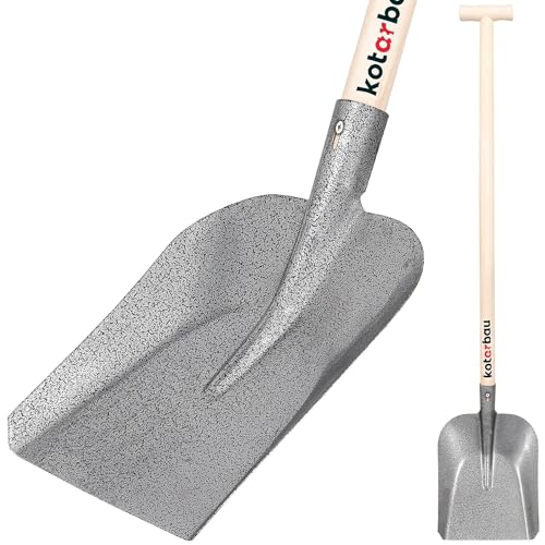 Robuste Schaufel 285 x 230 mm, Gartenschaufel für 38 mm Stieldurchmesser, Stahlschaufel zum Aufnehmen von Schüttgut mit Holzstiel