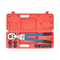 MINRS Presszange Kupferrohr, V-Kontur und TH-Kontur. Hochwertiges Werkzeug für die Herstellung von Kupfer- und Verbundrohren mit um 360° drehbarem Kopf.