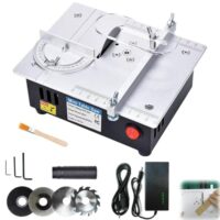 Mini Tischkreissäge für DIY Holzbearbeitungsprojekte, 7-Gang-Netzteil einstellbar, Tischkreissägen tragbar, Präzisions-Table-Saw mit Sägeblatt Höhenverstellung, Arbeitserleichterung für jeden