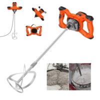 Orange Rührwerk mit starken 2600 Watt - Farb-Mörtelrührer Betonrührer - Robustes 6-Gang-Metallgetriebe - Mit großem Rührquirl Ø120 mm und ergonomischem Griff - Rührwerk Handrührwerk