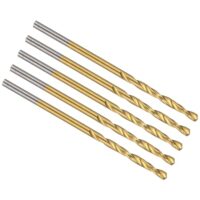 Fünf goldfarbene Spiralbohrer für Hartmetall und Edelstahl mit Titannitrid-Beschichtung, 1,5mm Durchmesser