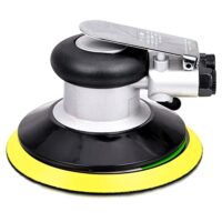 Professioneller Exzenterschleifer Druckluft, Hochleistungs-Doppelwirkungs-Pneumatikschleifer Polierer mini mit Klettverschluss, 10.000 U/min (Silber 150mm)