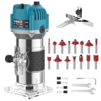 Elektrische Oberfräse Trimmer mit 15 Stück Fräsen Cuter und 6 Geschwindigkeitsstufen für Holz, Fasen, Nuten, Schneiden und Bohren