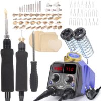 Ein 2-in-1 Brandmalkolben mit festen Spitzen und Drahtspitzen, ideal für Wärmetransfer, Schattierungen, Konturen und mehr.