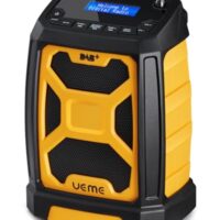 Baustellenradio mit Akku aufladbar, tragbares DAB+ FM Radio mit Bluetooth Lautsprecher und Radiowecker, starkem Empfang, inklusive USB to DC Netzteil (Gelb)
