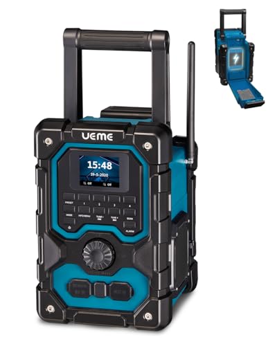 Robustes Baustellenradio mit DAB+ FM Radio, Bluetooth 5.0 und 16W Stereo-Lautsprecher für Außenbereich und Bauarbeit