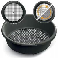 Gartensieb aus robusterem Kunststoff mit einstellbarer Maschenweite 4-10 mm zum Aussiebern von Erde, Steinen und Unkraut.