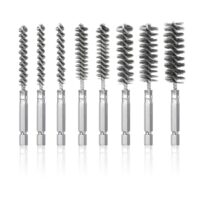 8 Stück Drahtbürste Bohrmaschine, mit Sechskantstange Edelstahl-Lochbürste, Zylinderbürste für Bohrmaschine Polier Schleifen Entrosten Entgraten