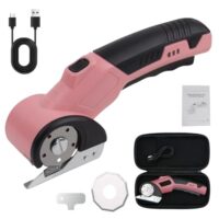 Elektrischer Schere, Tragbarer Kartonschneider mit Sicherheitsschalter und Kabellos Rotationsschneider zum Schnitt von Leder, Karton, Teppich, Filz, Papier, Plastik, Tapeten und Metall-Aluminiumbleche