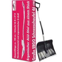 Große Schneeschaufel 46 cm breit mit ergonomischem Aluminium-Stiel und D-Griff, ideal für den Winterdienst, effektive Hilfe bei der Beseitigung von Schnee und Eiszäumen