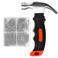 Hammer Set mit 200 Stück Wandnägeln, multifunktionalem Kleinen Hammer und Klauenhammer für Reparaturen und DIY-Projekte