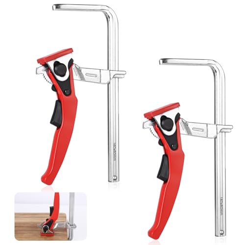 Hebelzwingen Set - Ideal für Heimwerker und Profis. Ganzstahl Tischzwinge mit Hebelgriff, Schnellspanner Zwinge mit 160mm Kapazität und 60mm Tiefe. Hochwertige Chrom-Vanadium-Stahl Klemme.
