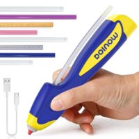 Heißklebepistole Akku kabellos, schnelles Vorheizen, automatisches Auskleben ohne Tropfen, Heißklebestift mit Klebesticks zum Basteln und Malen