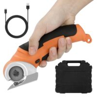 Elektrische Schere mit Werkzeugkasten, kabellose Rollschneider, 4.2V/2.0Ah Akku Schere, Universalschneider für Stoff und Teppich