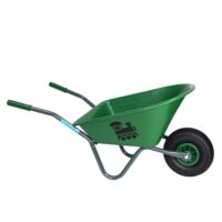 Kinderschubkarre Uni mit Traglast von 40 kg, aus Stahl und Kunststoff, grün, Vollgummirad, Schiebkarre für Gartenkarre (Lokomotive | grün)