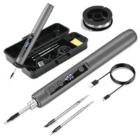 Kabelloses Lötkolben-Set mit Temperatur-Einstellung und drei Lötspitzen