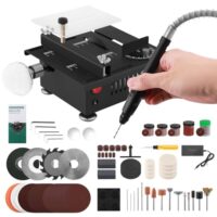 Mini Multifunktions Tischkreissäge, 100W Tischsäge für Handwerksarbeiten mit 7-Gang-Netzteil und verstellbarem Gehrungstisch