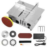 Mini Tischkreissäge mit 4 Klingen und Polierscheibe, ideal für DIY-Projekte, Holzbearbeitung, Tragbar und stromsparend