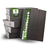 Schleifschwamm Set mit 6 verschiedenen Schleifstärken von 120 Körnung zum Polieren und Schmirgeln von Metall, Stahl und anderen Materialien.