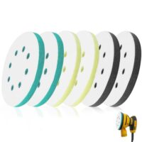 6 Stück Schleiftellerschoner Softauflage, 125 mm Schwamm Interface Pad Kissen Pad Klett, Schwamm Schleifen Soft Pads, Spezielle Ersatzpads für Schleifmaschinen mit 8 Löchern und Klett-Funktion