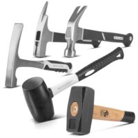 Komplett Hammer-Set von STAHLWERK mit Fäustel, Klauenhammer, Maurerhammer, Latthammer und Gummihammer für verschiedene Werkstattaufgaben