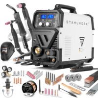 Professionelles Schweißgerät für das Schweißen von Stahl, Edelstahl, Kupfer und Aluminium mit 160 A Leistung und Plasma-Schneider mit 40 A