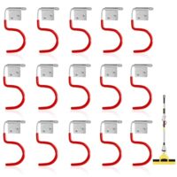 YUDAWN Gartengerätehalter Metallhaken, 15 Stück Besenhalter Werkzeughalter Rot Gartengeräte Aufhängung mit Anti-Rutsch Gummierung für Gartengeräte Garage Organizer Systeme Werkzeughalter