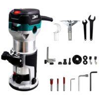 DNTI Oberfräse, 710W Kantenfräse mit 10000-30000 U/min, 6 Geschwindigkeitsstufen und 2 Klemmen, ideal für Holz bearbeitung und Profi-Laminiergerät