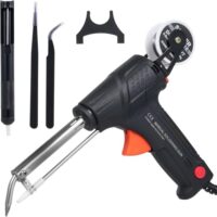60W Lötkolben Set Automatische Elektronik Lötpistole Kit mit Entlötpumpe, Pinzette, Handheld Entlöten Zinnpistole für Schmuck, Industrieller Schnellheizlötkolben, One-Handed Operation