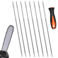 Hochwertige Feilen für Kettensägen, 8 Stück, Harter Stahl, Rundfeile, Plastikgriff, Instandsetzen und Schärfen