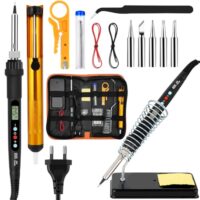 Umfangreiches 80W Lötkolben Set mit Einstellbarer Temperatur von 180-520°C, LED Display und vielen Zubehörteilen für Elektronik-Reparaturen und andere Anwendungen.