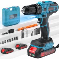 Akkuschrauber mit 21V Akku, zwei Akkus, Schraubendreher-Bits und Bohrer-Bits