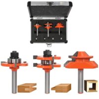 Hochwertiger Werkzeugset für Holzbearbeitung, Fräser mit Hartmetall Klinge und 4 Lager, geeignet für verschiedene Anwendungen in der Holzverarbeitung.