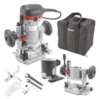 Arebos Oberfräse mit 6 Geschwindigkeitsstufen, 710W Motor und stufenlos regelbarer Drehzahl von 11.000 bis 30.000 Umdrehungen pro Minute für hohen Präzisionsgrad bei Holzbearbeitung