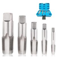 5-Teiliges BSP Gewindeschneider Set Zoll Gewindebohrer Set Gewindenschneider Kohlenstoffstahl Hochwertige Gewindebohrer aus Kohlenstoffstahl mit Aufbewahrungsbox, ideal für Sanitär-, Heizungs- und Industrieanwendungen