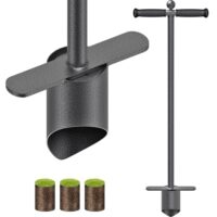 Multifunktionales Gartenwerkzeug zum Pflanzen, Rasenjäten und Bodenlösen mit langstieliger Federform und Schubstange