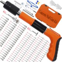 Beton-Nagelpistolen-Set mit 200 Nägeln, 5 Geschwindigkeiten, verstellbar, manuelle Stahlnagelpistole, tragbare Nagelwand-Schießmaschine und Befestigungswerkzeug für verschiedene Arbeiten