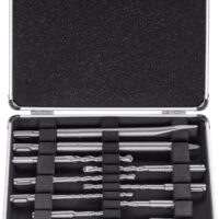 Das Bosch Zubehör Set zum Hammerbohren und Meißeln mit SDS-Plus Bohrern für Beton und Mauerwerk, inklusive 11 verschiedenen Bohrer und Meißeln in verschiedenen Größen.