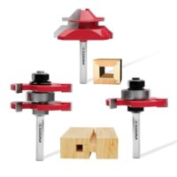 CSOOM 3-teiliges 45 Grad Gehrungsfräser & Scheibennutfräser Set für Holzbearbeitung