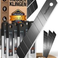 Cuttermesser Klingen 18mm - Extra scharfe Abbrechklingen für vielseitige Anwendungen, Teppichmesser Universal Ersatz Blades aus hochwertigem SK5-Stahl