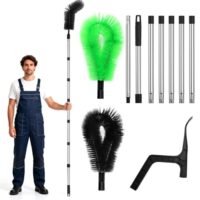 Dachrinnenbürste mit Teleskopstiel für die Reinigung von Dachrinne, hochwertiges Werkzeug aus Nylon und Edelstahl
