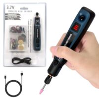 Elektrischer Gravierstift mit 50 Bits und 3-Gang-Regler, Akku und USB-aufladbar, multifunktional für Schmuck, Holz, Metall und Glas
