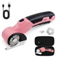 Elektrische Schere, Tragbarer Kartonschneider mit Sicherheitsschalter, 320 U/Min Kabellose Kartonschneider mit LED-Licht & Ersatzklinge, Universalschneider für Pappe, Teppich, Stoff, Kunststoff